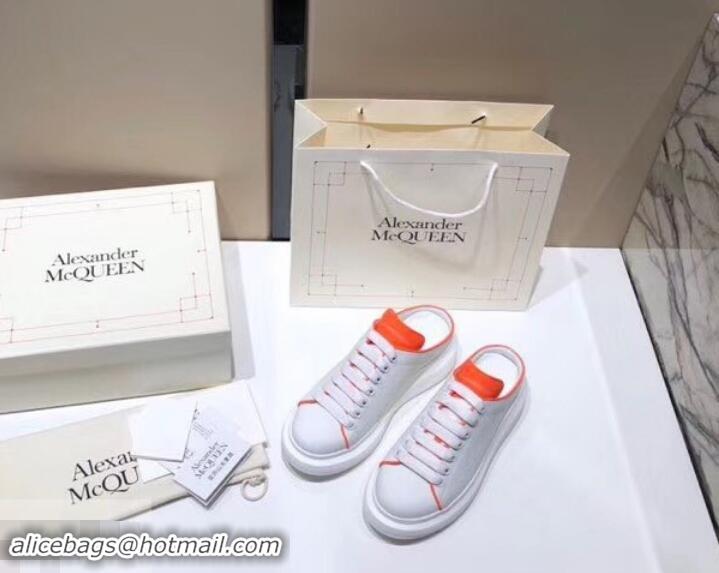 Top Grade Alexander McQueen Oversized Open-back Sneakers A716012 White/Orange 2019