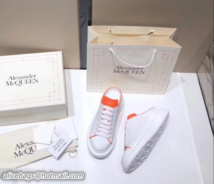 Top Grade Alexander McQueen Oversized Open-back Sneakers A716012 White/Orange 2019