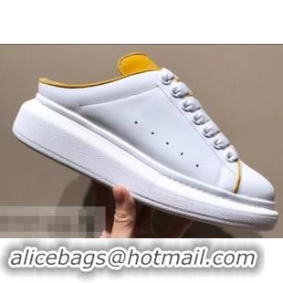 Super Quality Alexander McQueen Oversized Open-back Sneakers A716012 White/Turmeric 2019