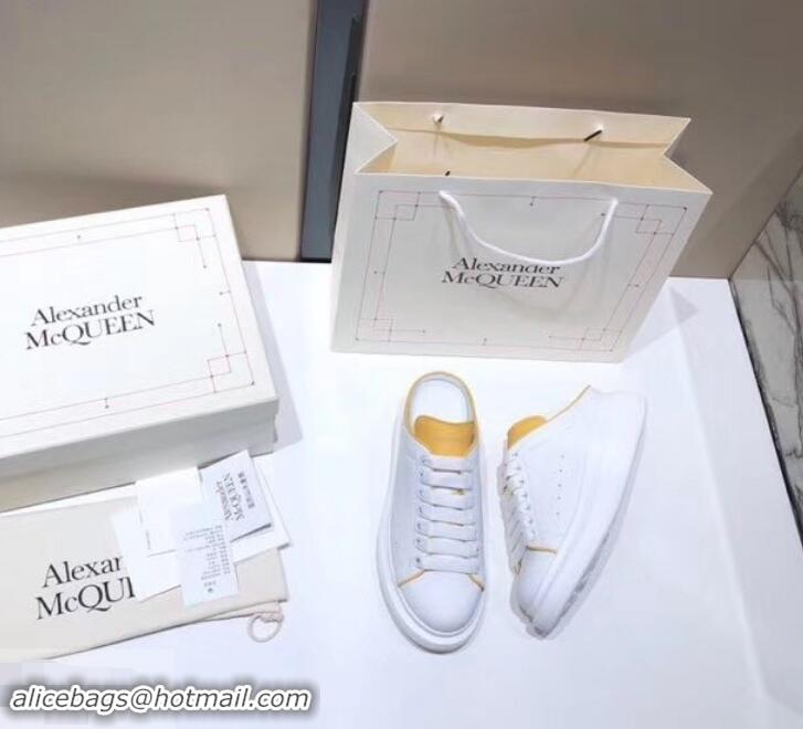 Super Quality Alexander McQueen Oversized Open-back Sneakers A716012 White/Turmeric 2019