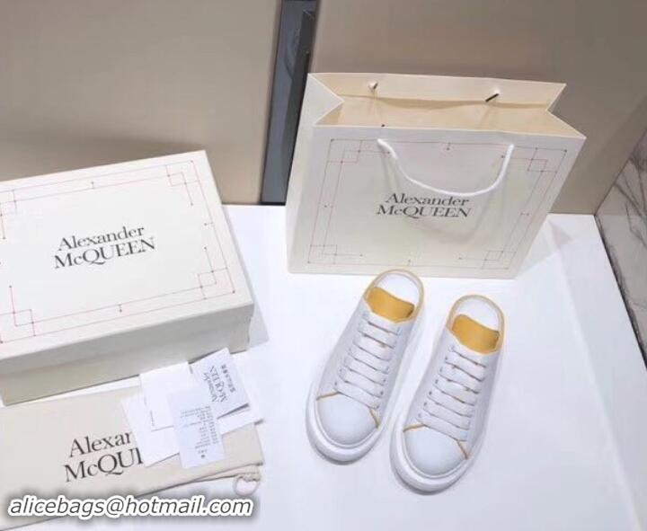 Super Quality Alexander McQueen Oversized Open-back Sneakers A716012 White/Turmeric 2019