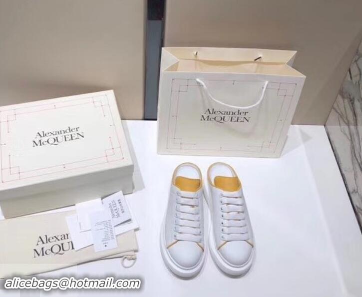 Super Quality Alexander McQueen Oversized Open-back Sneakers A716012 White/Turmeric 2019