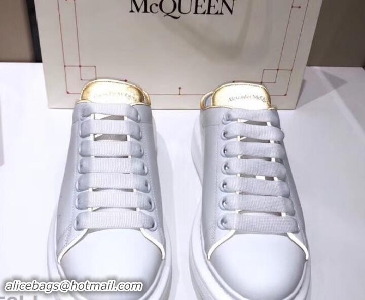 Super Quality Alexander McQueen Oversized Open-back Sneakers A716012 White/Turmeric 2019