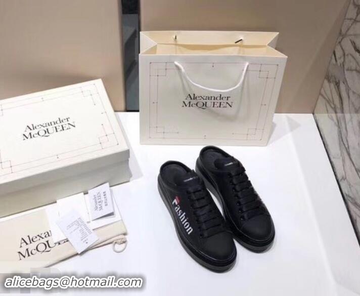 Well Crafted Alexander McQueen Oversized Open-back Sneakers A716012 Fashion Print Black 2019