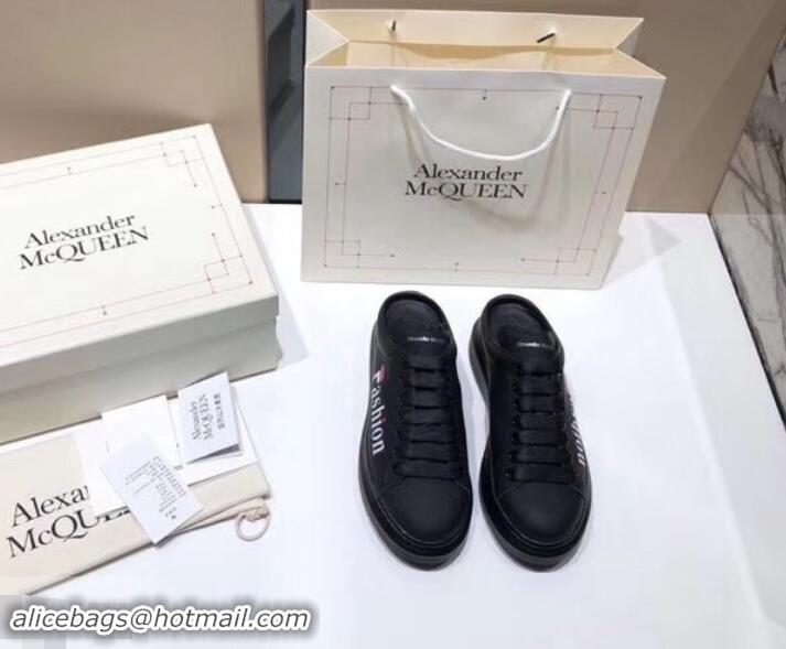 Well Crafted Alexander McQueen Oversized Open-back Sneakers A716012 Fashion Print Black 2019