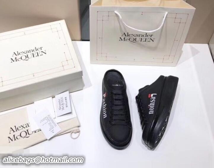 Well Crafted Alexander McQueen Oversized Open-back Sneakers A716012 Fashion Print Black 2019