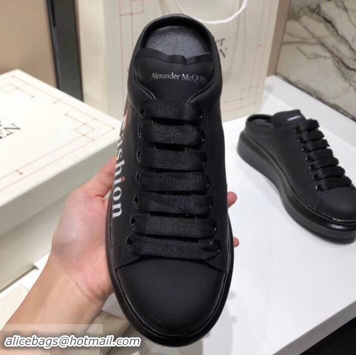 Well Crafted Alexander McQueen Oversized Open-back Sneakers A716012 Fashion Print Black 2019