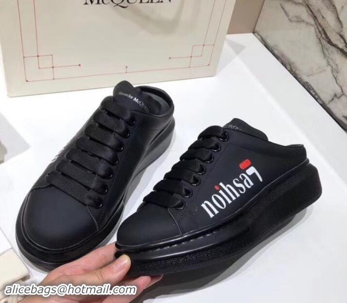 Well Crafted Alexander McQueen Oversized Open-back Sneakers A716012 Fashion Print Black 2019