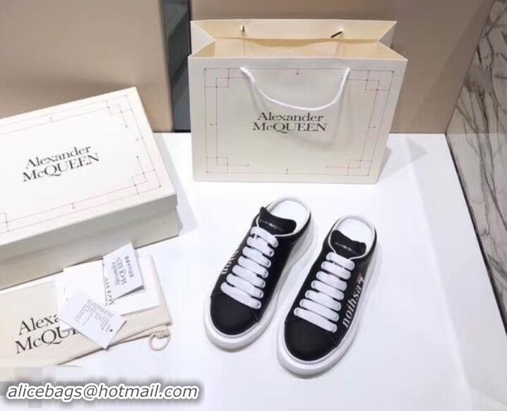 New Style Alexander McQueen Oversized Open-back Sneakers A716012 Fashion Print Black/White 2019