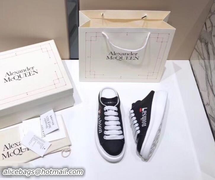 New Style Alexander McQueen Oversized Open-back Sneakers A716012 Fashion Print Black/White 2019