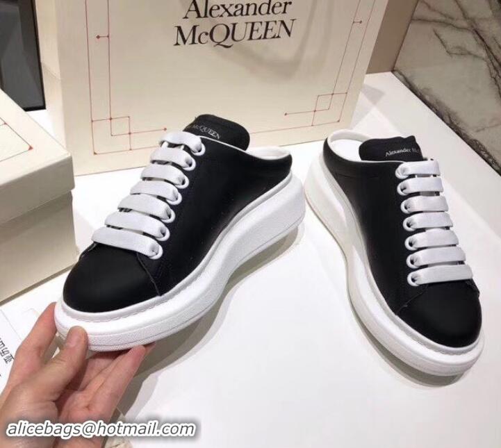 New Style Alexander McQueen Oversized Open-back Sneakers A716012 Fashion Print Black/White 2019