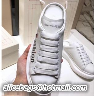 Good Quality Alexander McQueen Oversized Open-back Sneakers A716012 Fashion Print White 2019