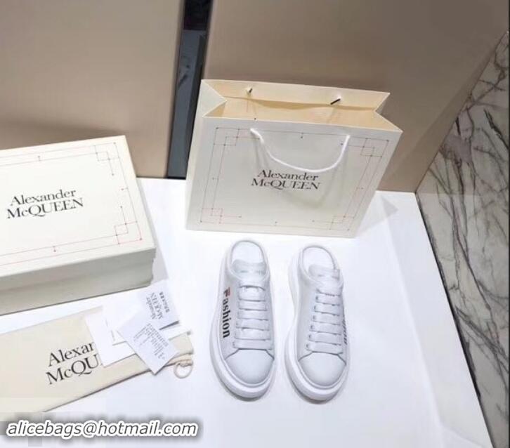 Good Quality Alexander McQueen Oversized Open-back Sneakers A716012 Fashion Print White 2019