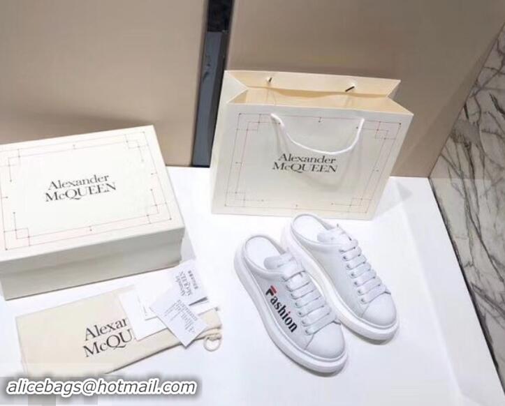 Good Quality Alexander McQueen Oversized Open-back Sneakers A716012 Fashion Print White 2019