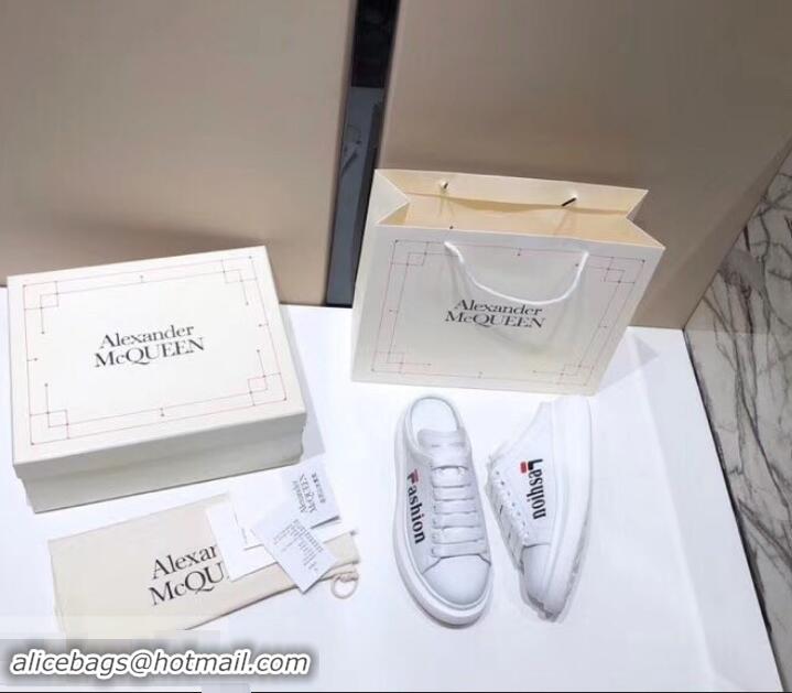 Good Quality Alexander McQueen Oversized Open-back Sneakers A716012 Fashion Print White 2019