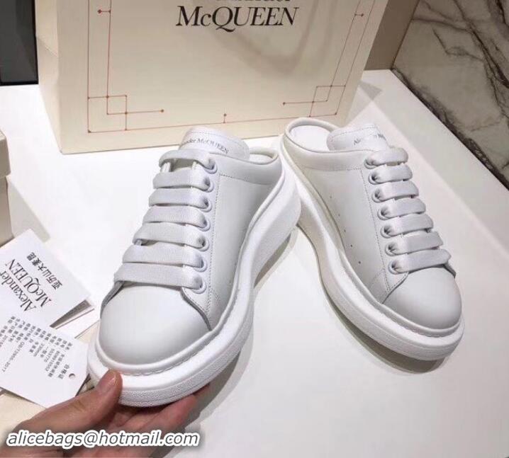 Good Quality Alexander McQueen Oversized Open-back Sneakers A716012 Fashion Print White 2019