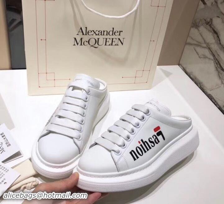 Good Quality Alexander McQueen Oversized Open-back Sneakers A716012 Fashion Print White 2019