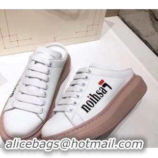 Popular Alexander McQueen Oversized Open-back Sneakers A716012 Fashion Print White/Pink 2019