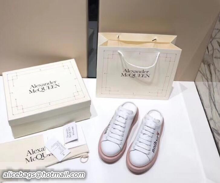 Popular Alexander McQueen Oversized Open-back Sneakers A716012 Fashion Print White/Pink 2019