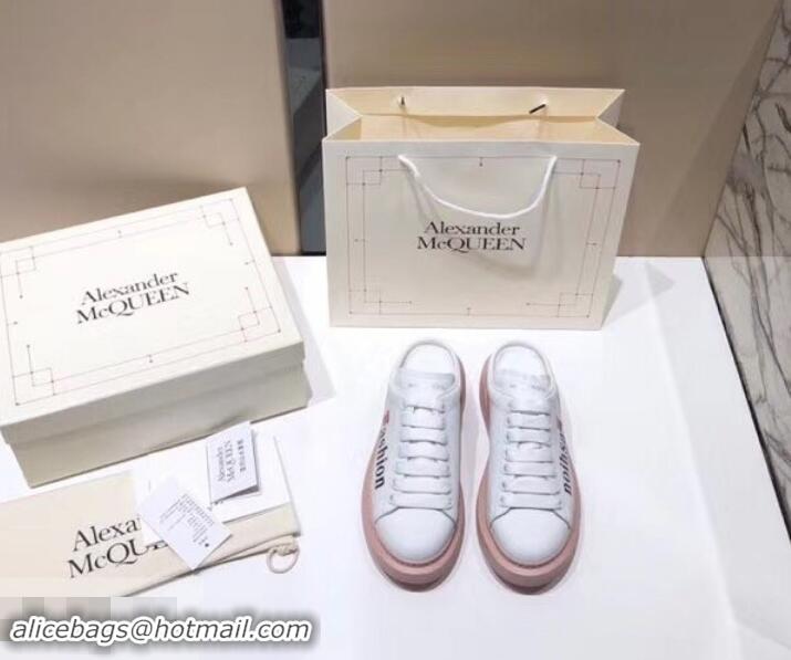 Popular Alexander McQueen Oversized Open-back Sneakers A716012 Fashion Print White/Pink 2019