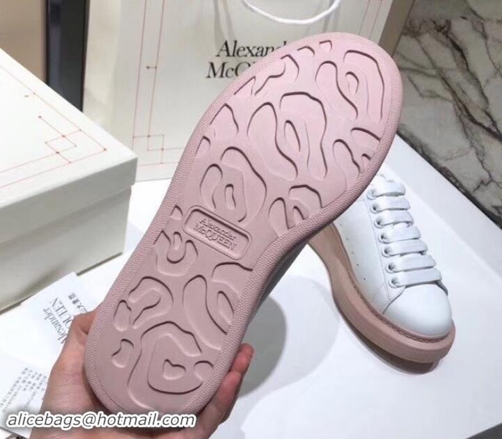 Popular Alexander McQueen Oversized Open-back Sneakers A716012 Fashion Print White/Pink 2019