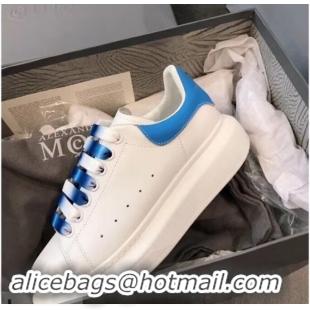 Discount Alexander McQueen Oversized Sneakers A716013 White/Blue Laces 2019