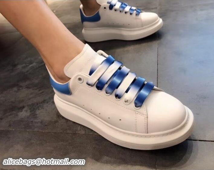 Discount Alexander McQueen Oversized Sneakers A716013 White/Blue Laces 2019