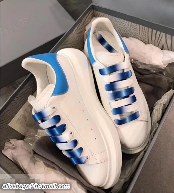 Discount Alexander McQueen Oversized Sneakers A716013 White/Blue Laces 2019