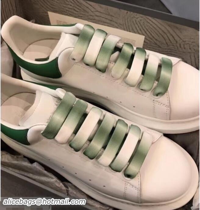 Best Quality Alexander McQueen Oversized Sneakers A716013 White/Green Laces 2019