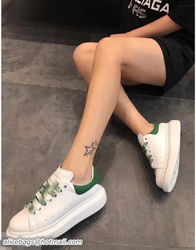 Best Quality Alexander McQueen Oversized Sneakers A716013 White/Green Laces 2019