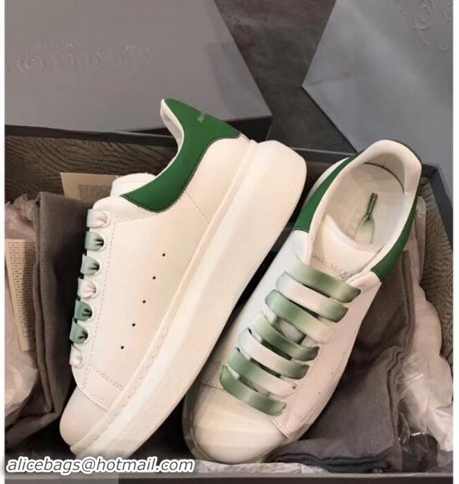 Best Quality Alexander McQueen Oversized Sneakers A716013 White/Green Laces 2019