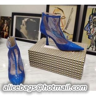 Most Popular jimmy choo 8cm heel Mesh Ankle Boots blue in patent leather A716022