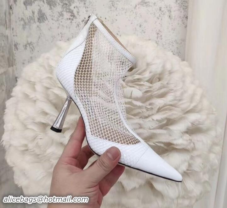 Best Price jimmy choo 8cm heel Mesh Ankle Boots white in patent leather A716023