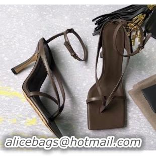 Expensive Bottega Veneta Heel 9cm Square Sole Stretch Ankle-strap Sandals 716028 Coffee