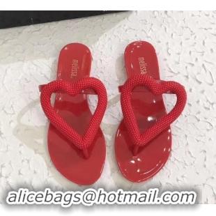 Classic Practical Melissa Loja Big Heart Chrome Flip Flops 716030 Red 2019