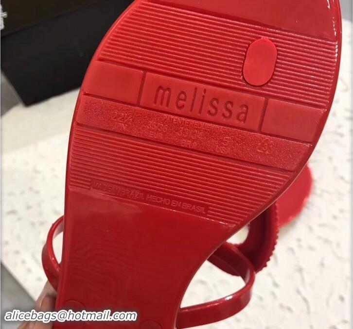 Classic Practical Melissa Loja Big Heart Chrome Flip Flops 716030 Red 2019