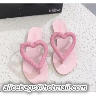 Promotion Melissa Loja Big Heart Chrome Flip Flops 716030 Pink 2019