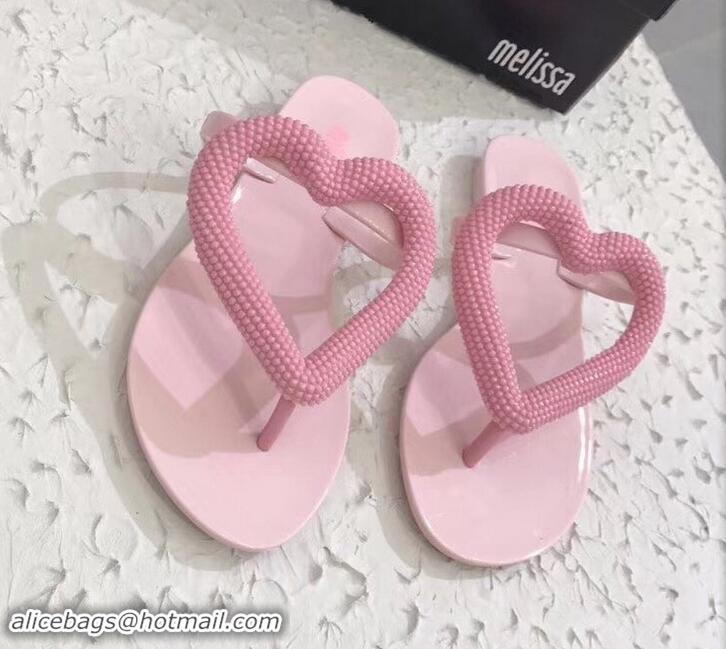 Promotion Melissa Loja Big Heart Chrome Flip Flops 716030 Pink 2019