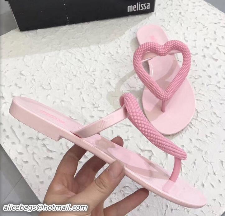 Promotion Melissa Loja Big Heart Chrome Flip Flops 716030 Pink 2019