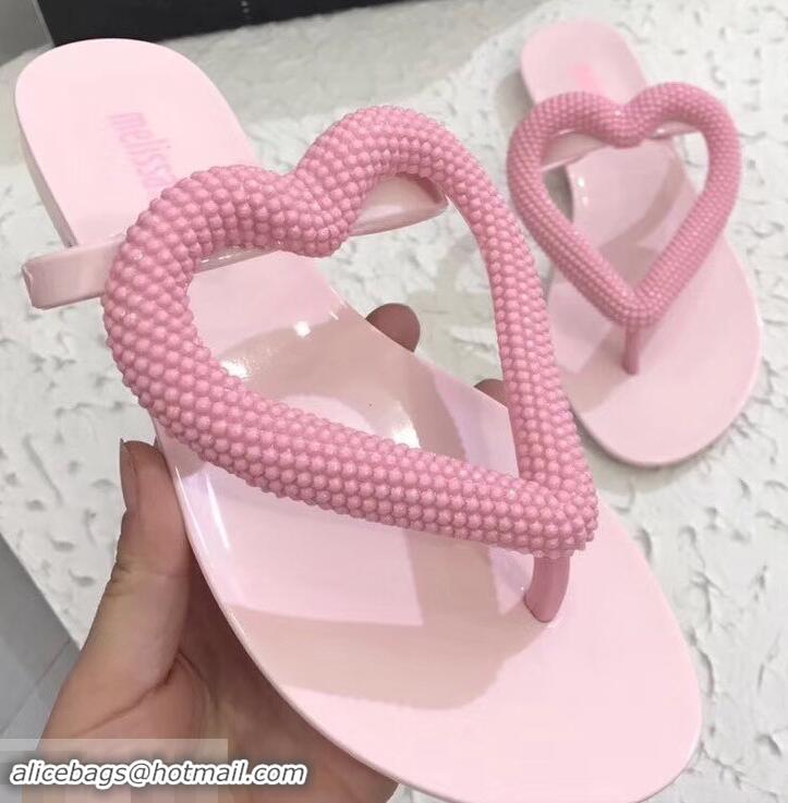 Promotion Melissa Loja Big Heart Chrome Flip Flops 716030 Pink 2019