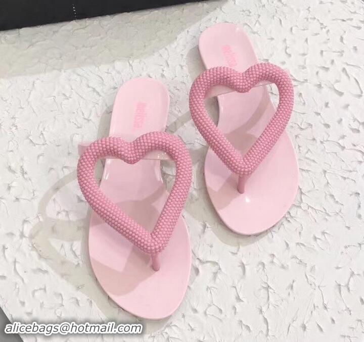 Promotion Melissa Loja Big Heart Chrome Flip Flops 716030 Pink 2019