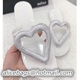 Low Price Melissa Loja Big Heart Chrome Flip Flops 716030 White/Silver 2019