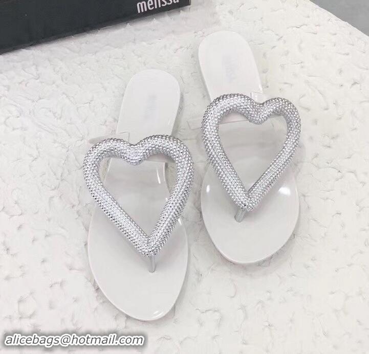 Low Price Melissa Loja Big Heart Chrome Flip Flops 716030 White/Silver 2019