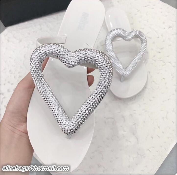 Low Price Melissa Loja Big Heart Chrome Flip Flops 716030 White/Silver 2019