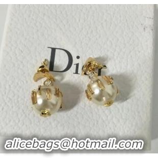 Stylish Dior Perle Stellaire Earrings Gold/Pearly White J717016