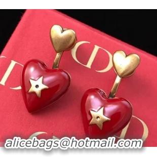 Perfect Dior Red Heart Short Earrings Red/Gold J717018