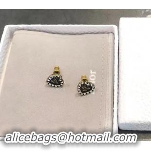 Good Looking Dior Crystal Heart Stud Earrings J71704