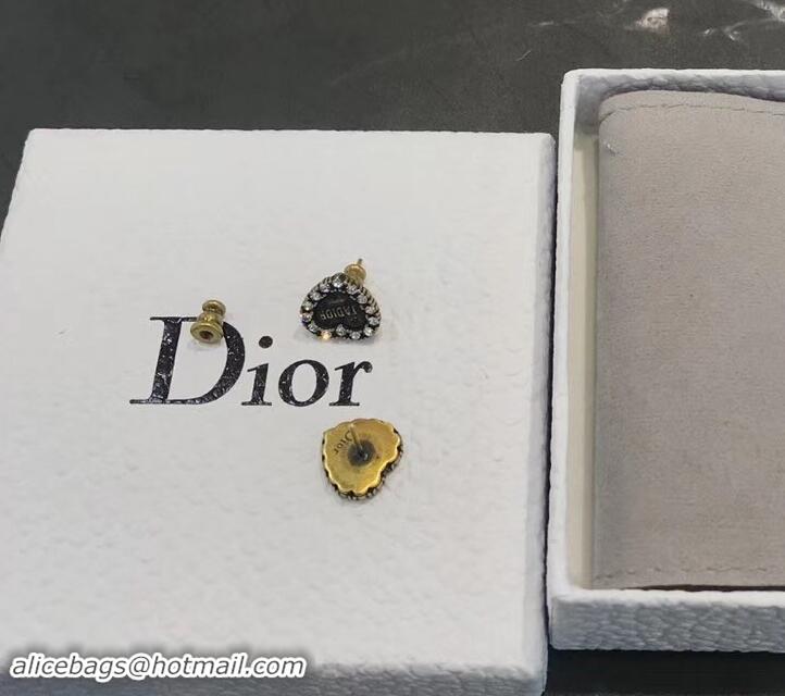 Good Looking Dior Crystal Heart Stud Earrings J71704