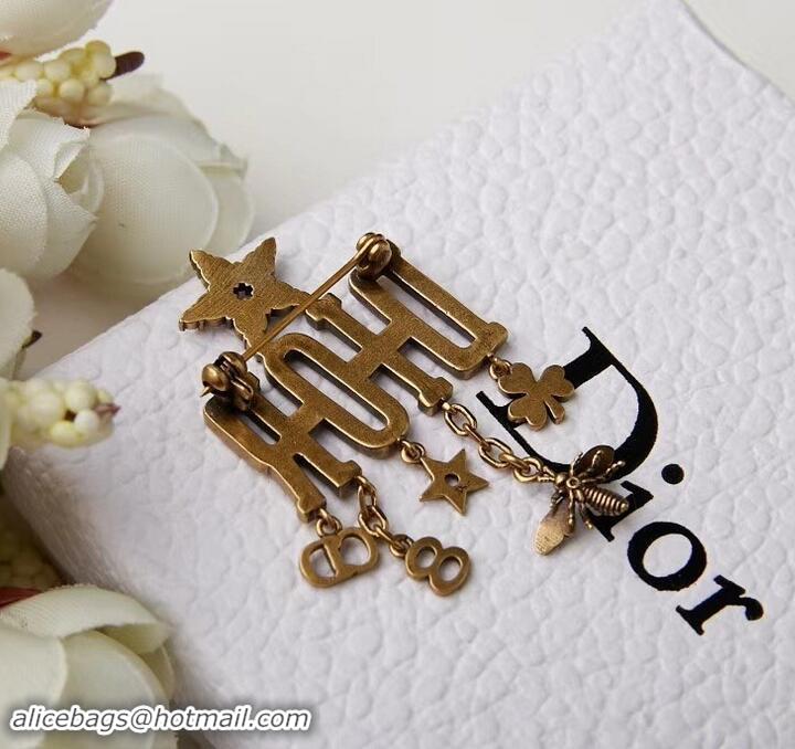 Fashion Dior Bee and Star Brooch Gold/Crystal J71708