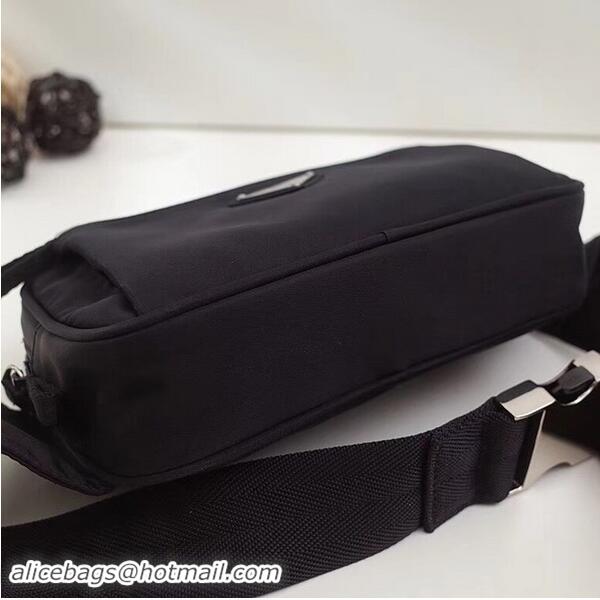 Wholesale Prada Nylon And Leather Belt Bag VA0977 Black